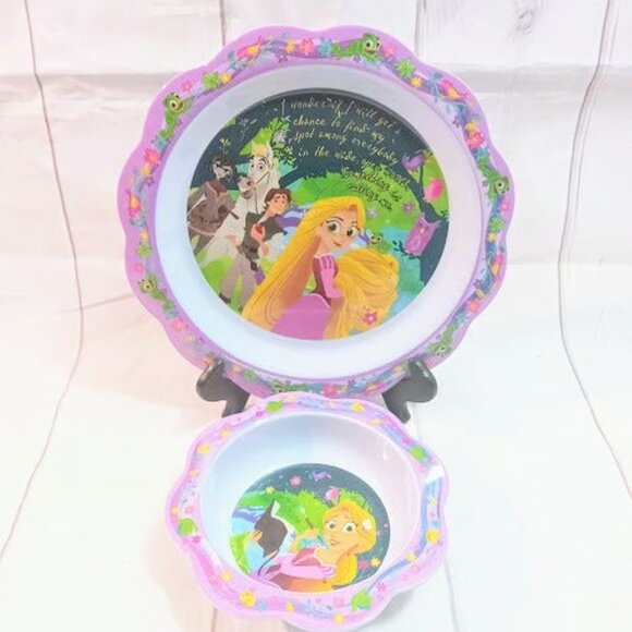 Disney Collection Walt Disney Melamine Tangled Lunch Plate 9.5"and Bowl - Picture 8 of 9